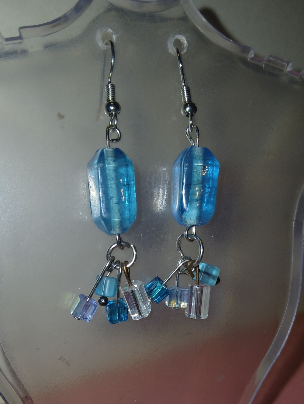 Hand Crafted Blue Crystal Drop Earrings